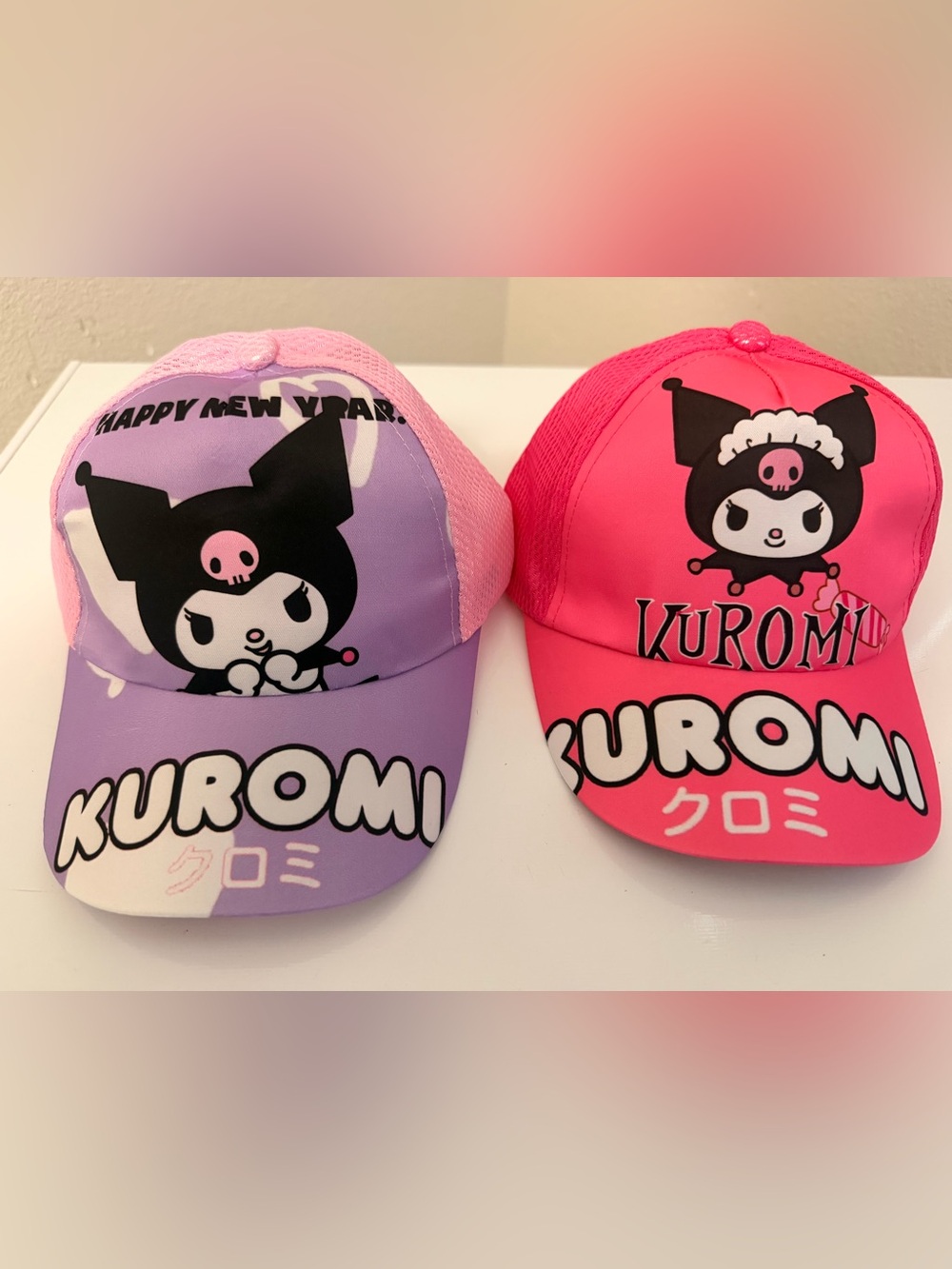 Kuromi Character Art girls Pink Baseball Cap in 2 different colors ( 2 Pack )